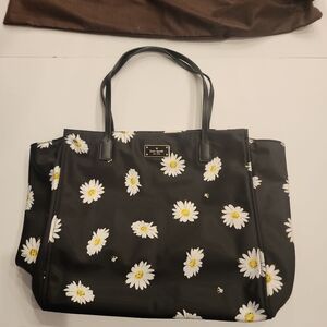 Kate Spade black tote with daisy print